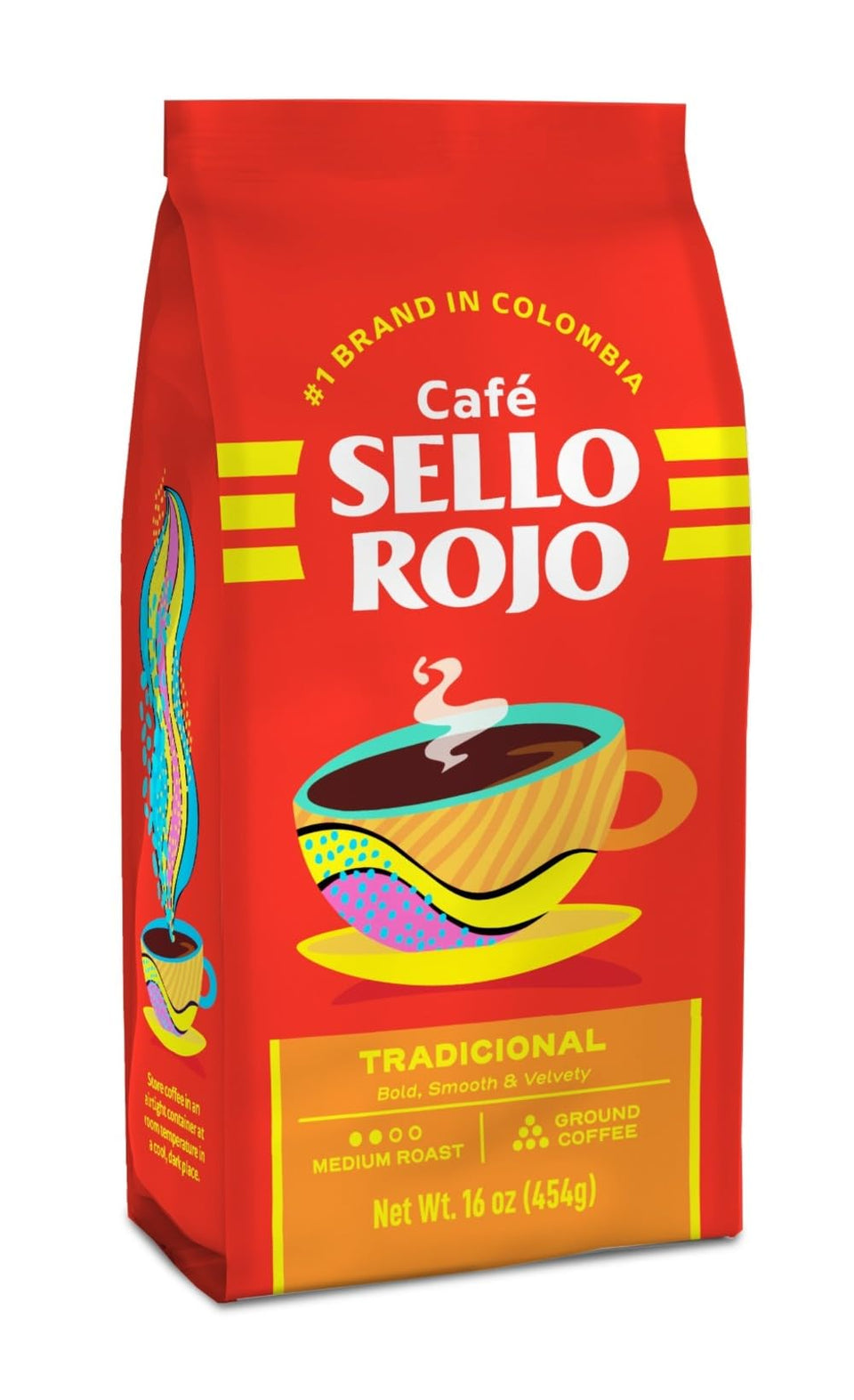 Sello Rojo Tradicional medium roast coffee beans deliver a smooth, balanced cup.