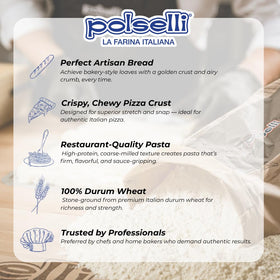 POLSELLI semola flour with dough for crusty bread