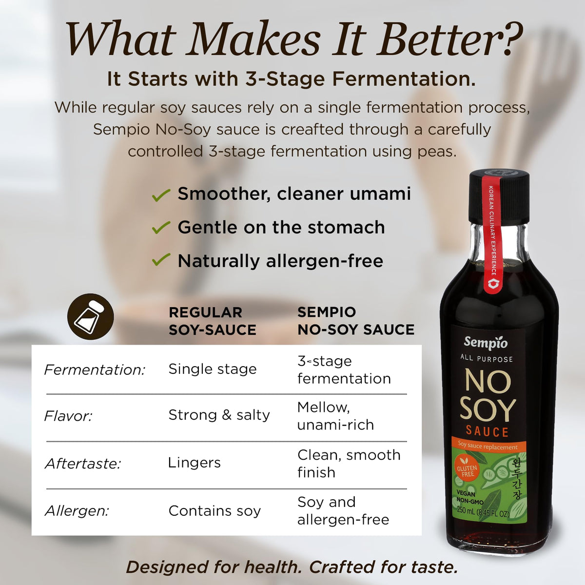 Sempio No Soy Sauce glass bottle ready for quick flavor