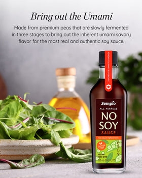 Sempio No Soy Sauce ingredients overview featuring pea protein and allergen-free recipe