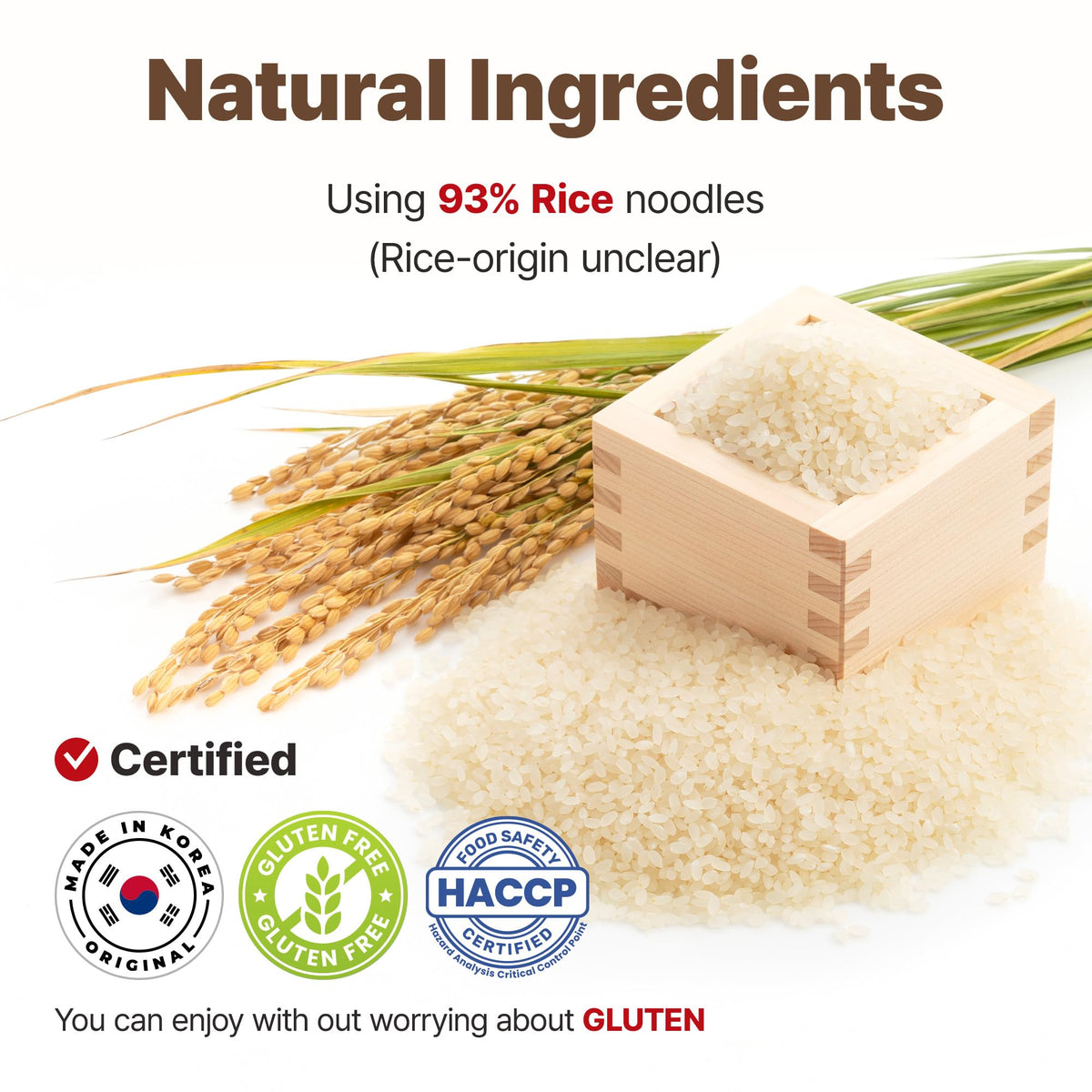 Sempio rice noodles displaying thin, chewy texture perfect for ramen bowls.