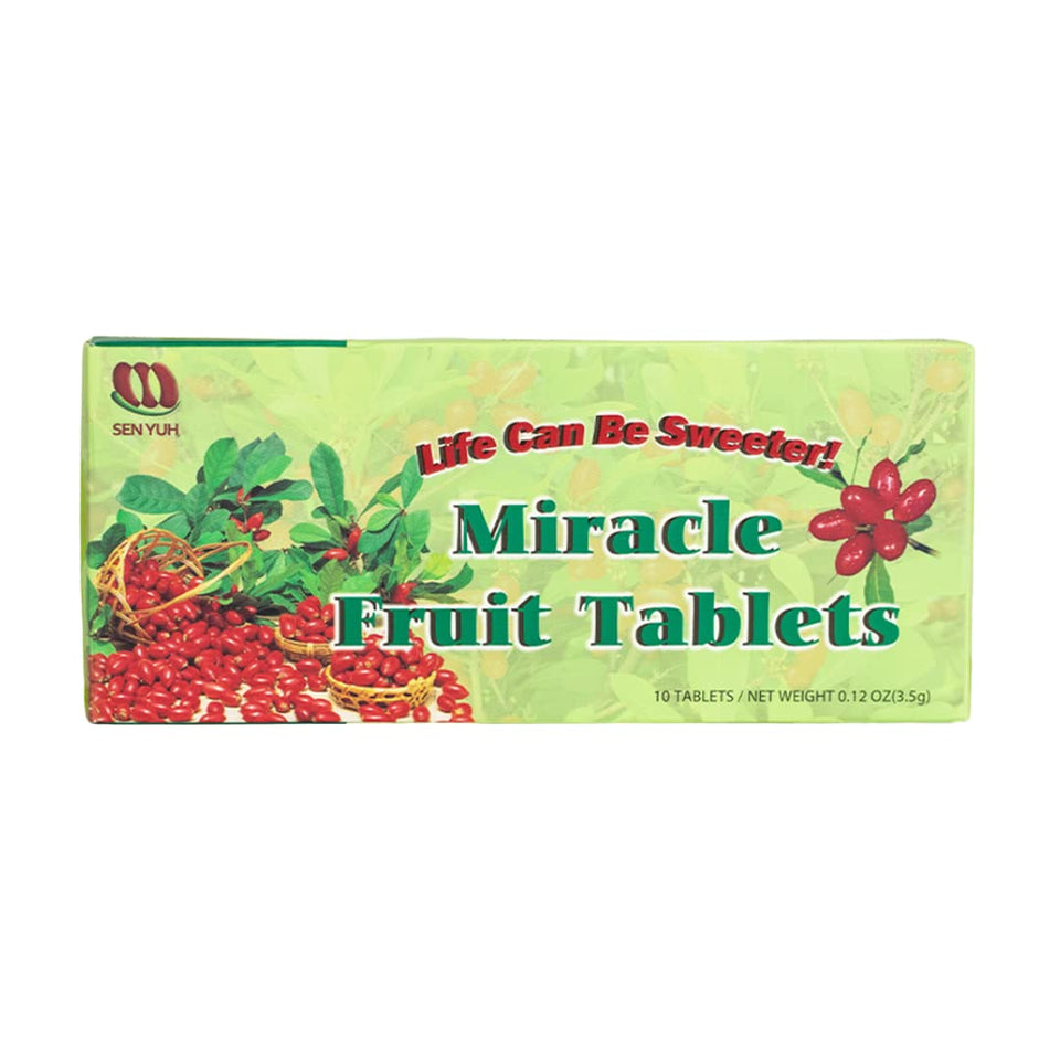 Sen Yuh Miracle Fruit Tablets packaging for on-the-go flavor exploration