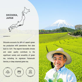Pouring hot water over Senbird Sencha to start brewing.