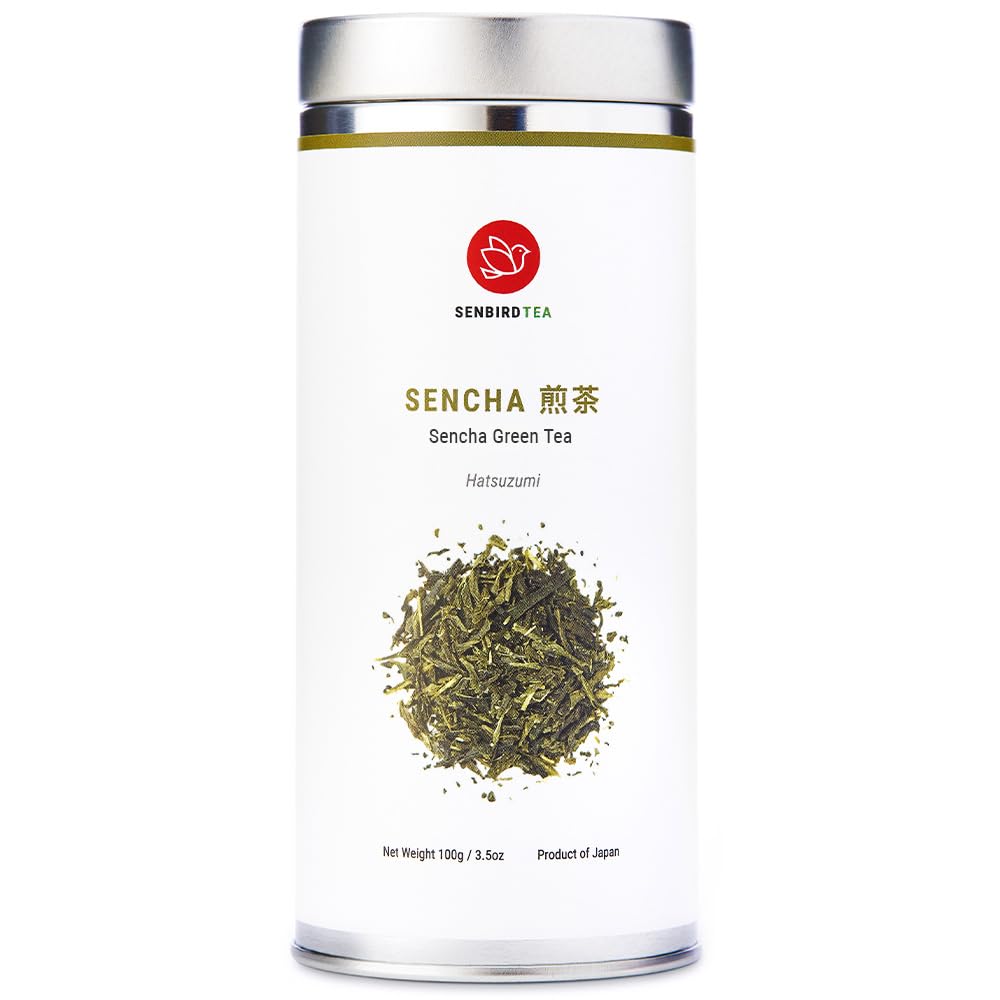 Senbird Premium Sencha tin seals freshness and aroma.
