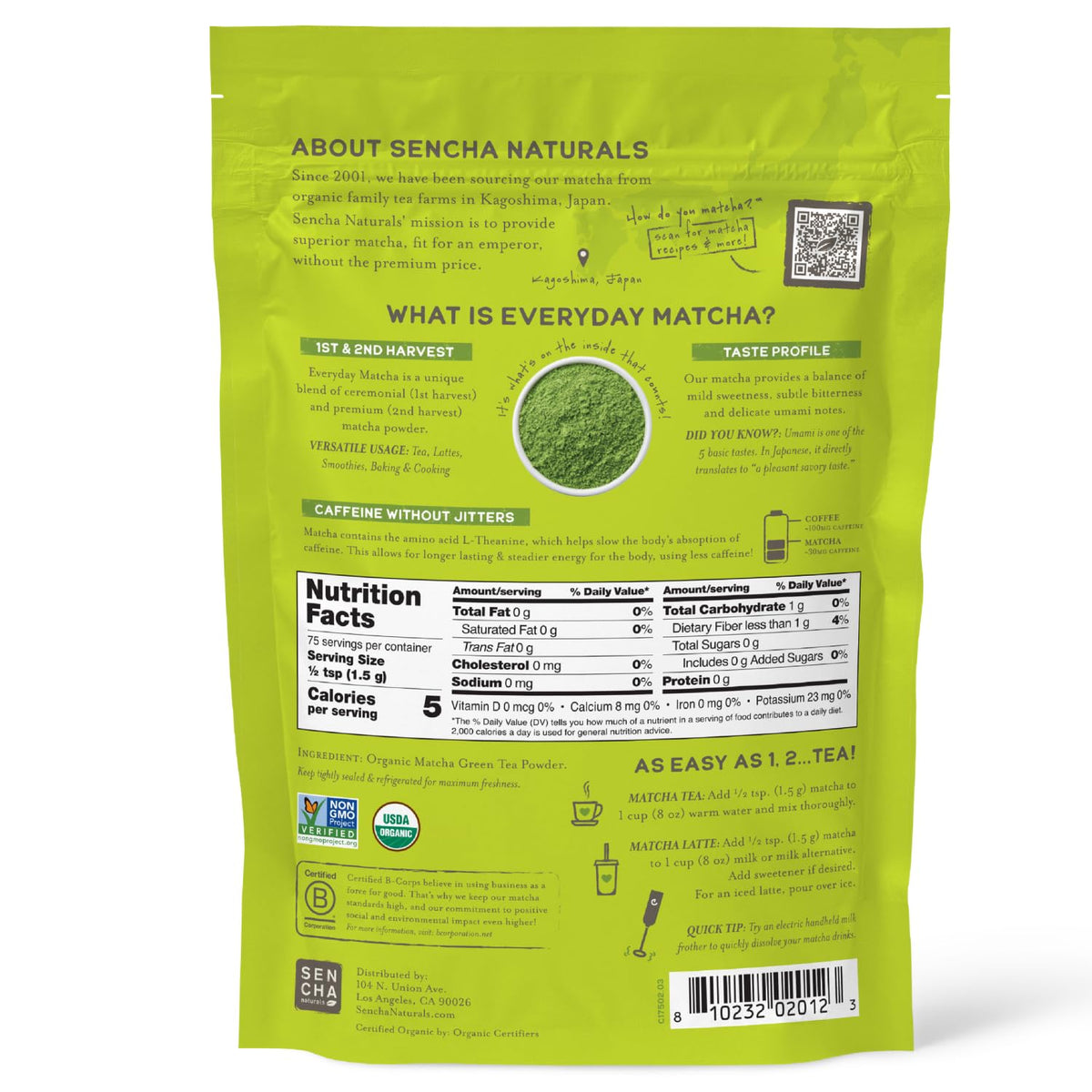 Sencha Naturals foamed matcha drink showing creamy texture.