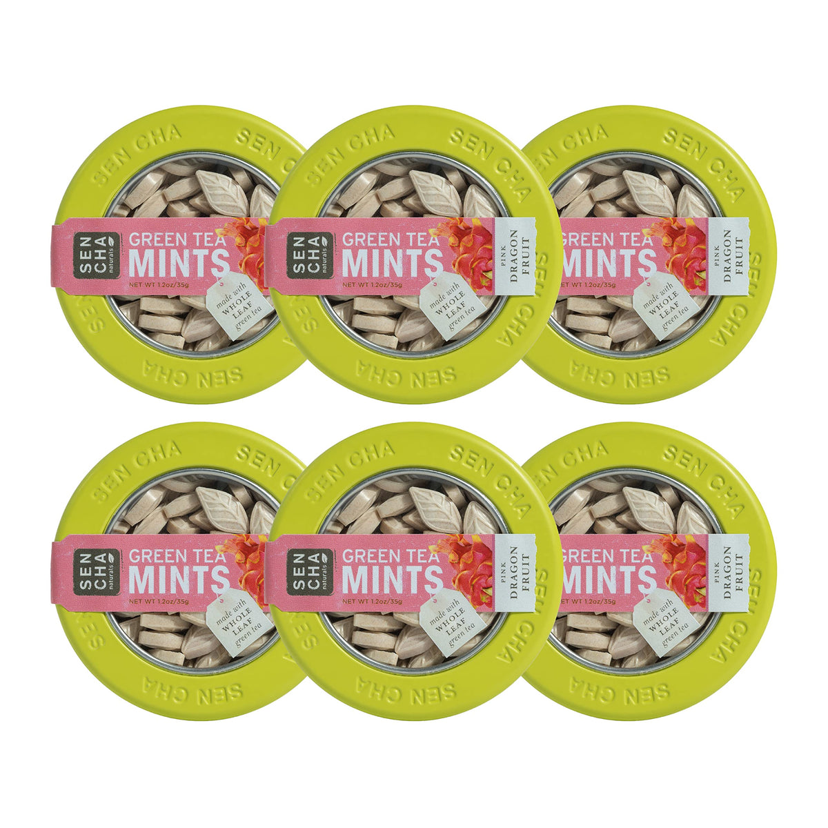 SENCHA NATURALS Green Tea Mints Pink Dragonfruit front view for on-the-go breath refresh