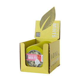 SENCHA NATURALS Green Tea Mints Pink Dragonfruit ingredients closeup showing natural sweetness without sugar