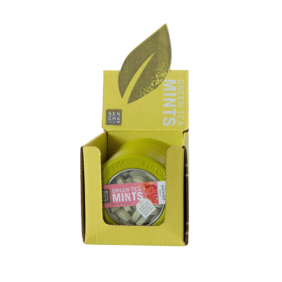 SENCHA NATURALS Green Tea Mints Pink Dragonfruit texture closeup highlighting flavor and aroma