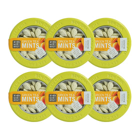 SENCHA NATURALS tropical mango green tea mints, front view, presenting refreshing breath on the go