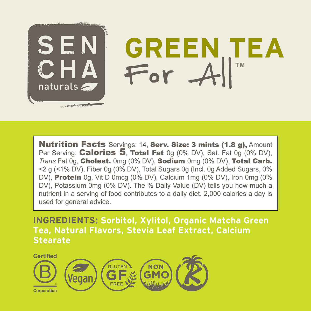 SENCHA NATURALS tropical mango mints, pack on table for travel or desk use