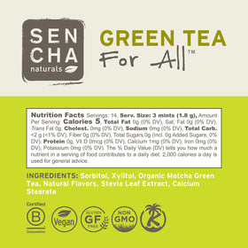 SENCHA NATURALS tropical mango mints, pack on table for travel or desk use