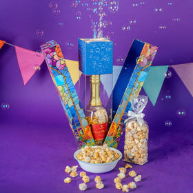 Send A Cake Birthday Bubble Box caramel white chocolate popcorn, a celebratory treat.