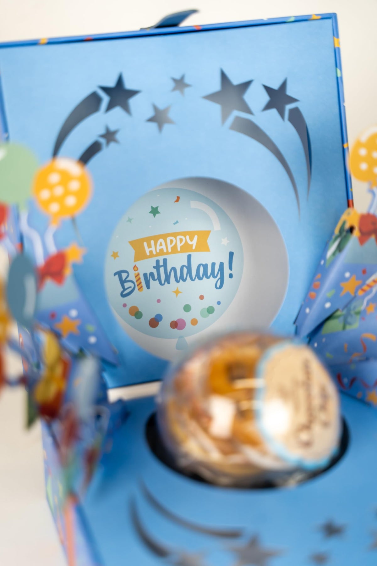 Send A Cake Bloom Box blue ribbon gift box ready to gift