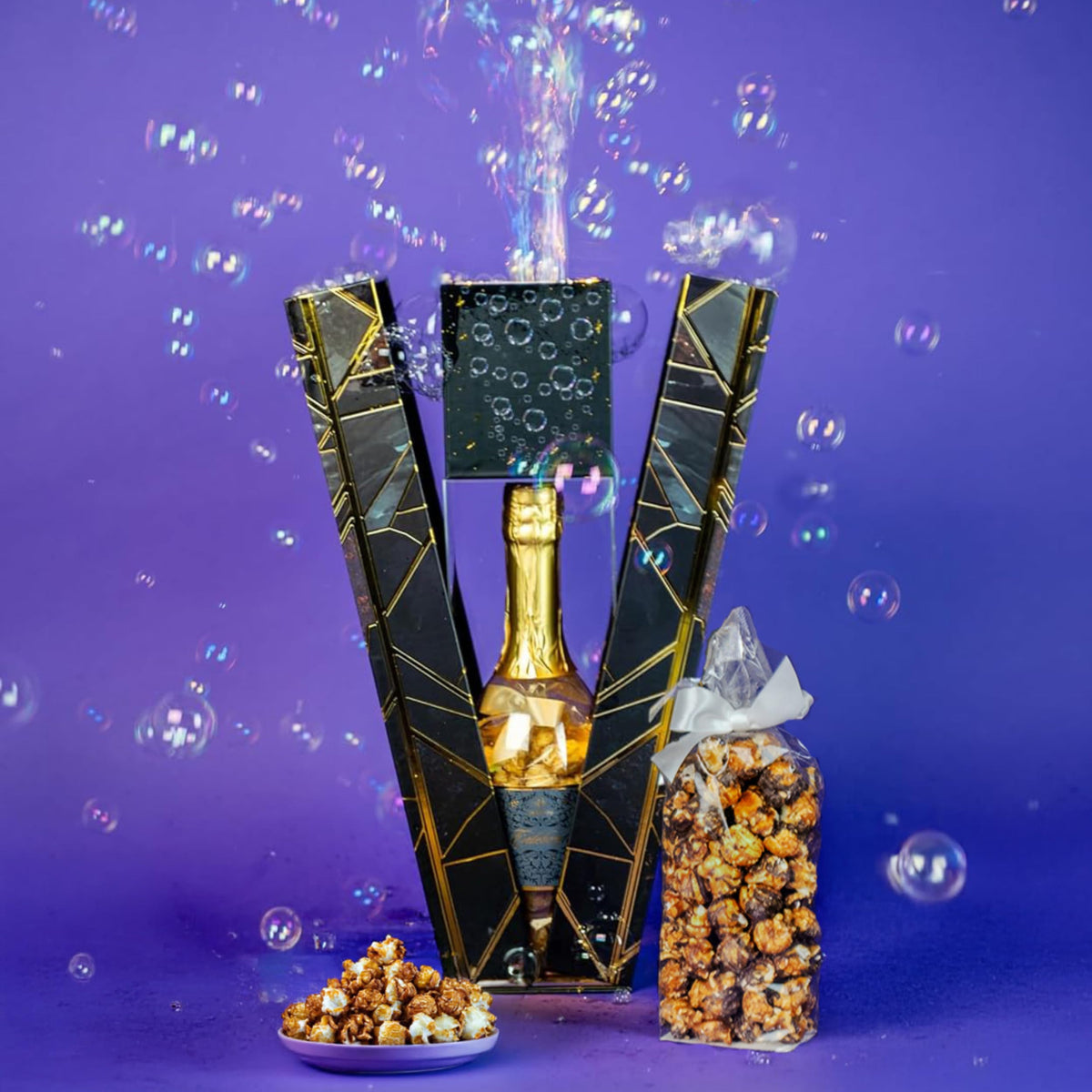 Send A Cake Luxe Bubble Box front view with premium gift-ready appeal.