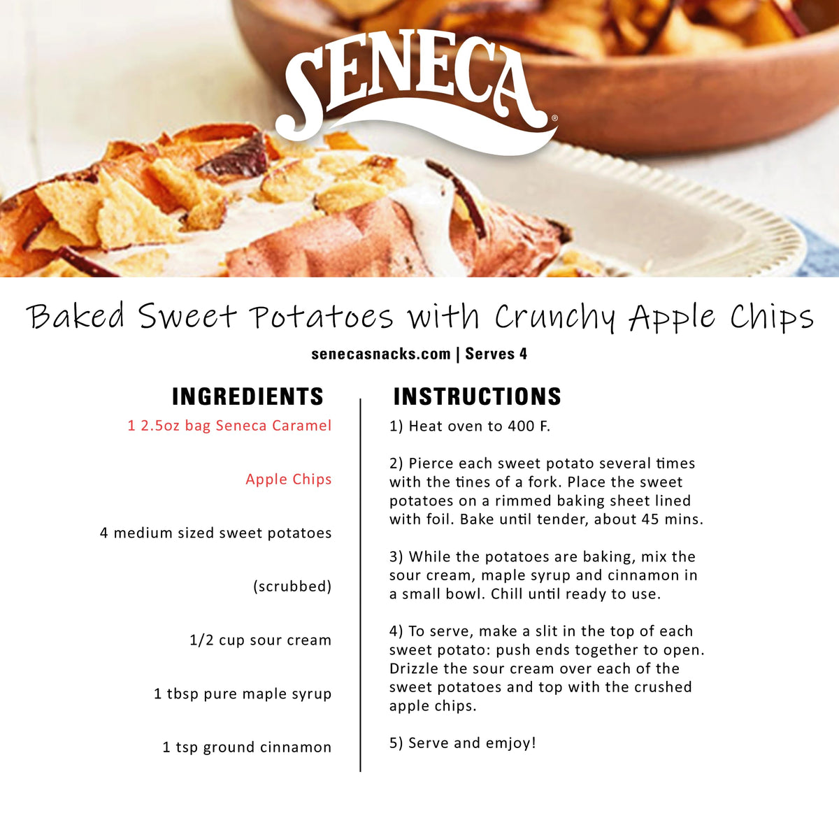 Seneca Caramel Apple Chips original recipe, a pioneer crumbly crisp since the 1980s.