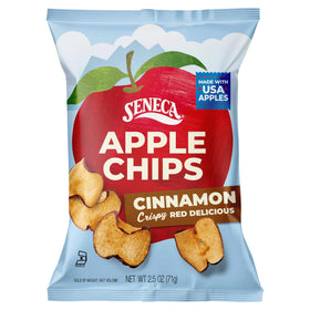 Seneca Cinnamon Apple Chips close-up of apple slices, great for lunchboxes.