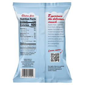 Seneca Cinnamon Apple Chips crisped apple bite highlighting vacuum-crisp texture.