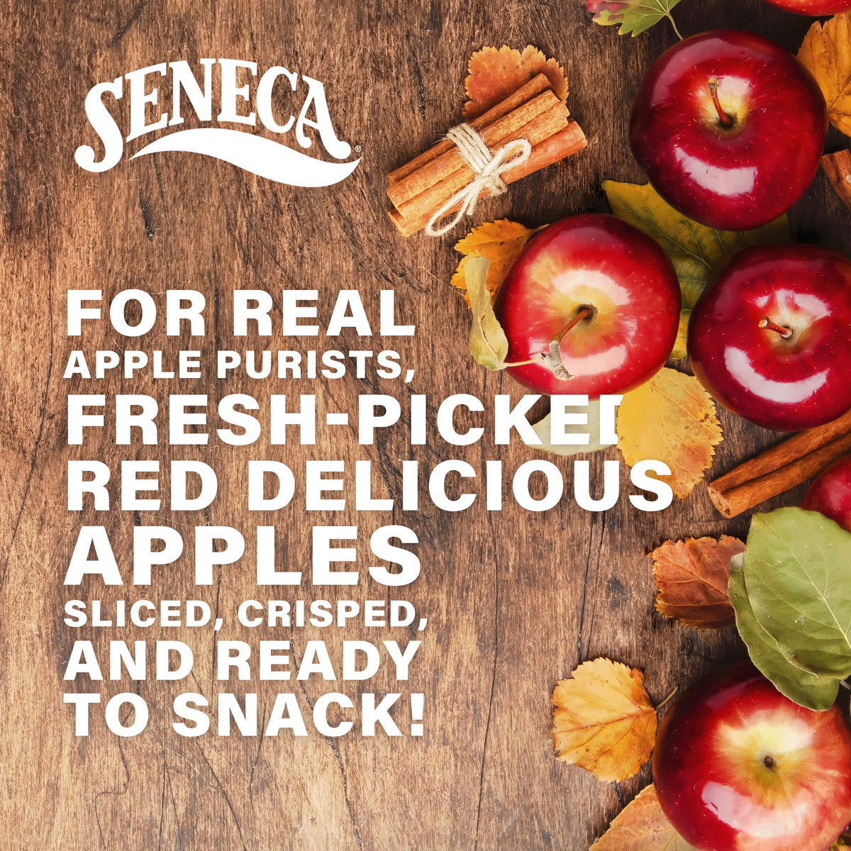 Seneca Cinnamon Apple Chips on a salad bowl as a crunchy, aromatic topping.