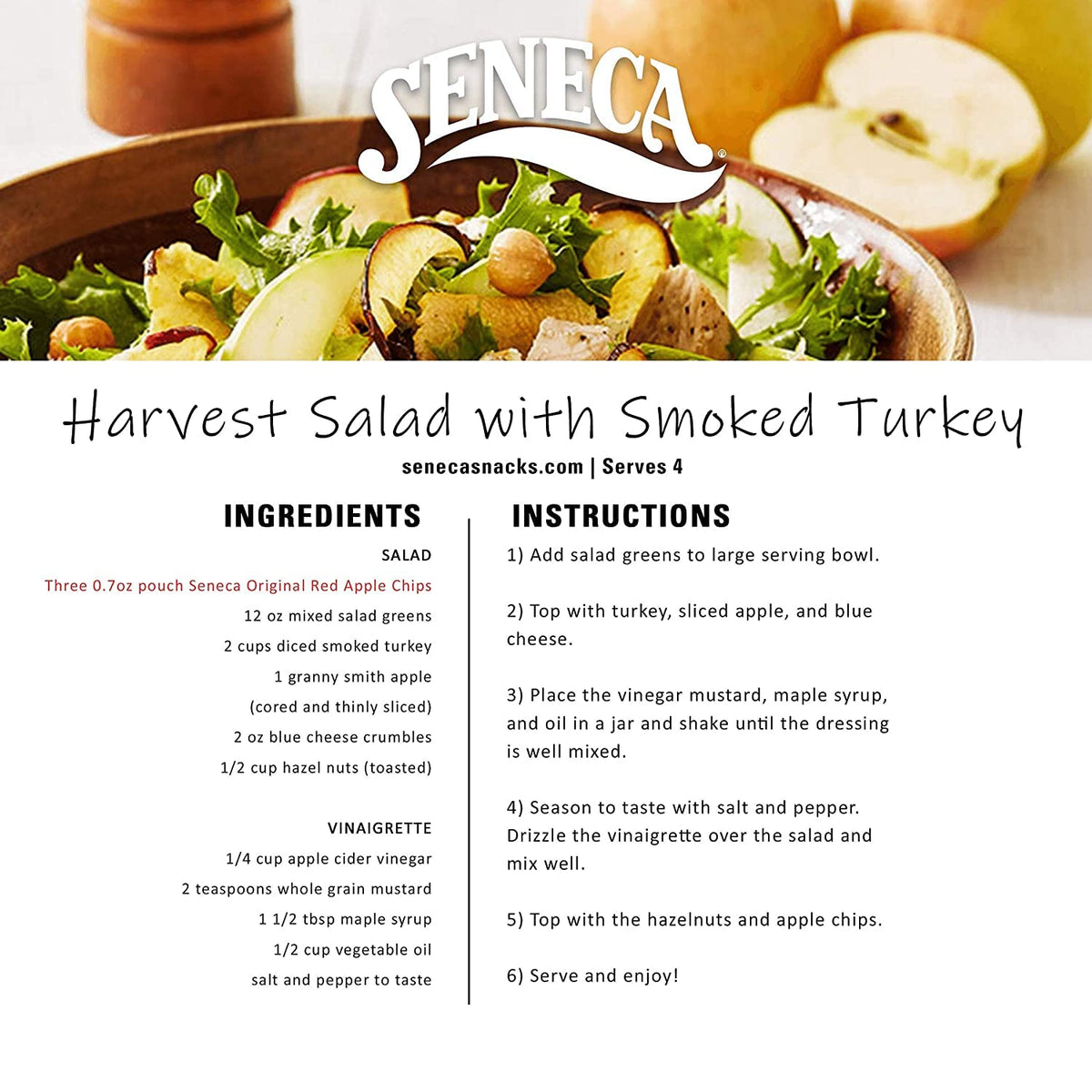 Seneca Original Apple Chips salad topper idea with crunch.