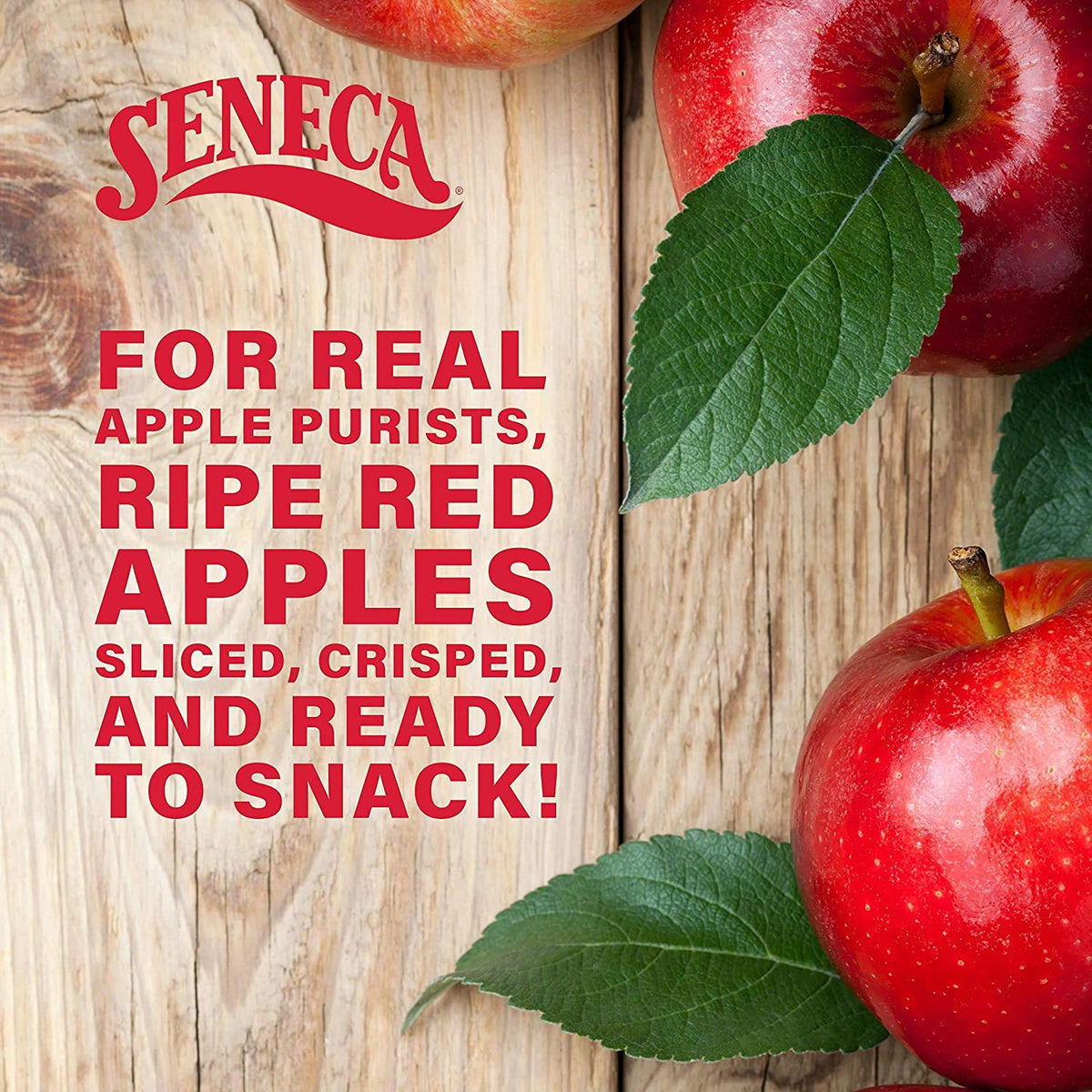 Seneca Original Apple Chips sliced apples show texture and vibrant color.