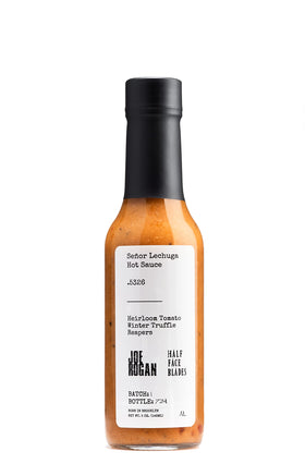 Senor Lechuga Joe Rogan collection bottle enhances bold flavors for wings and burgers.