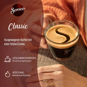 Senseo Classic medium roast pods inside their own filter for maximum freshness.