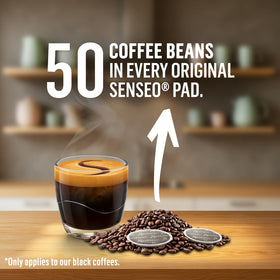 Iced coffee serving with Senseo decaf pods over ice
