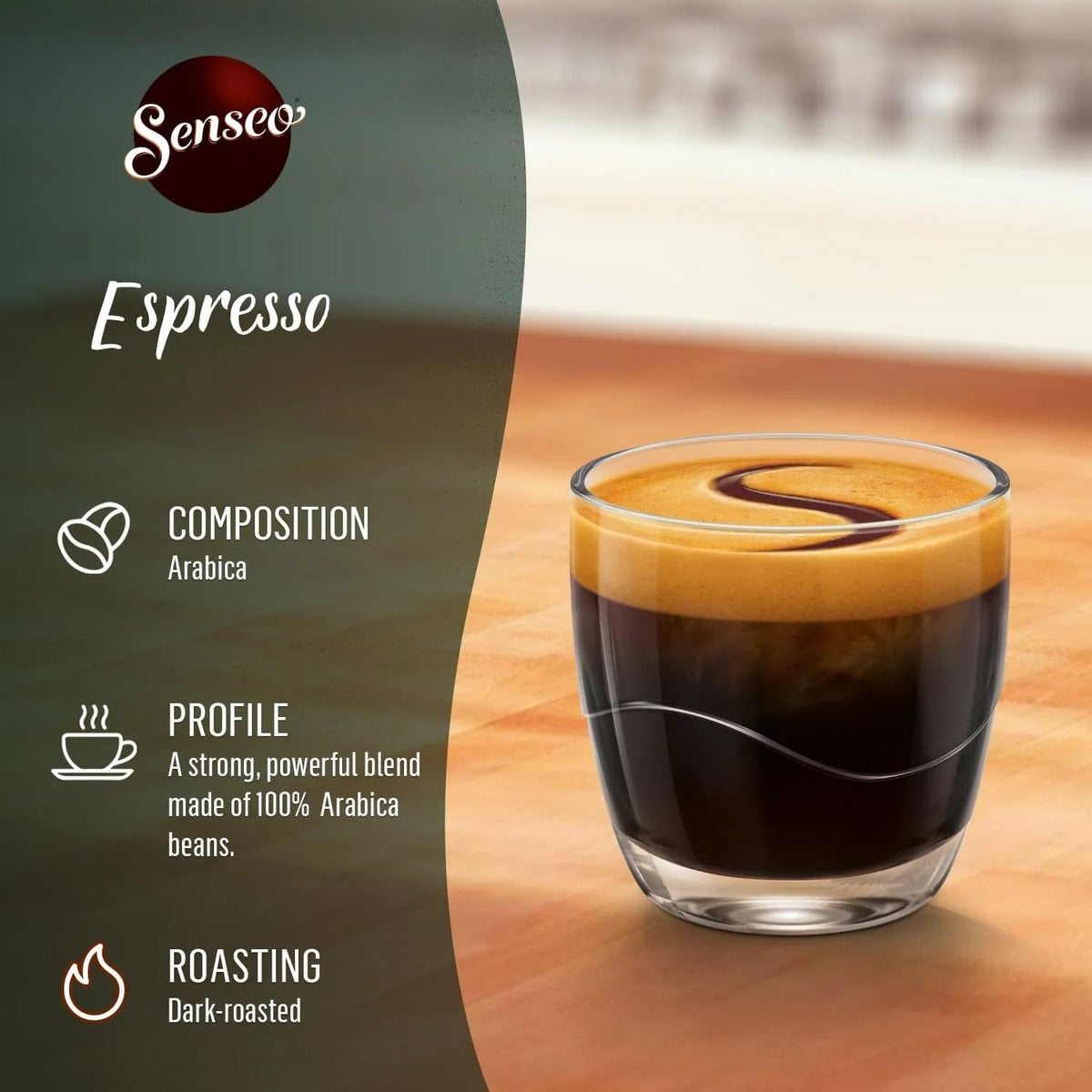 Senseo Espresso Dark Roast, imported from the Netherlands, capturing authentic craftsmanship