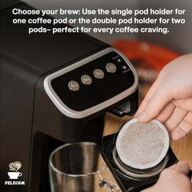 Senseo single-serve pods pictured with Senseo machine ready for use.