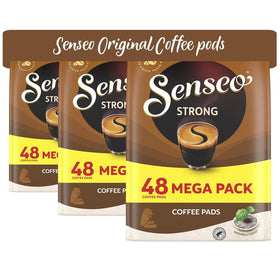 Senseo Strong Dark Roast pods front pack for home brewing.