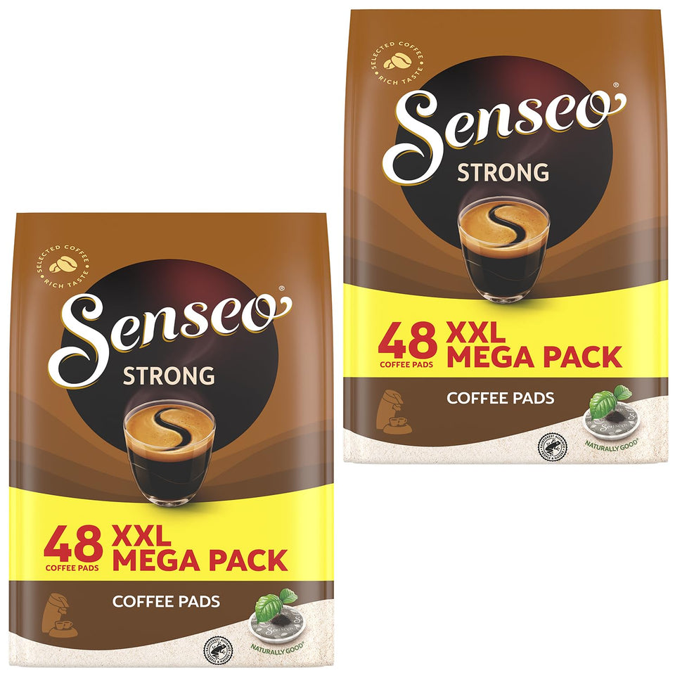 Senseo Strong Roast pack-front highlighting the dual-pack convenience for everyday use.