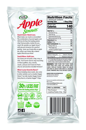 Sensible Portions Apple Cinnamon veggie straws snack-size bags for easy lunchbox snacking.