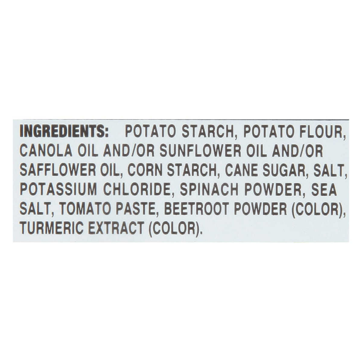 Sensible Portions garden veggie snacks nutrition label—gluten-free and kosher certified.