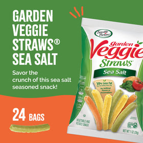 Sensible Portions veggie straw pack—24 snack-sized bags, sea salt flavor, convenient everyday crunch.
