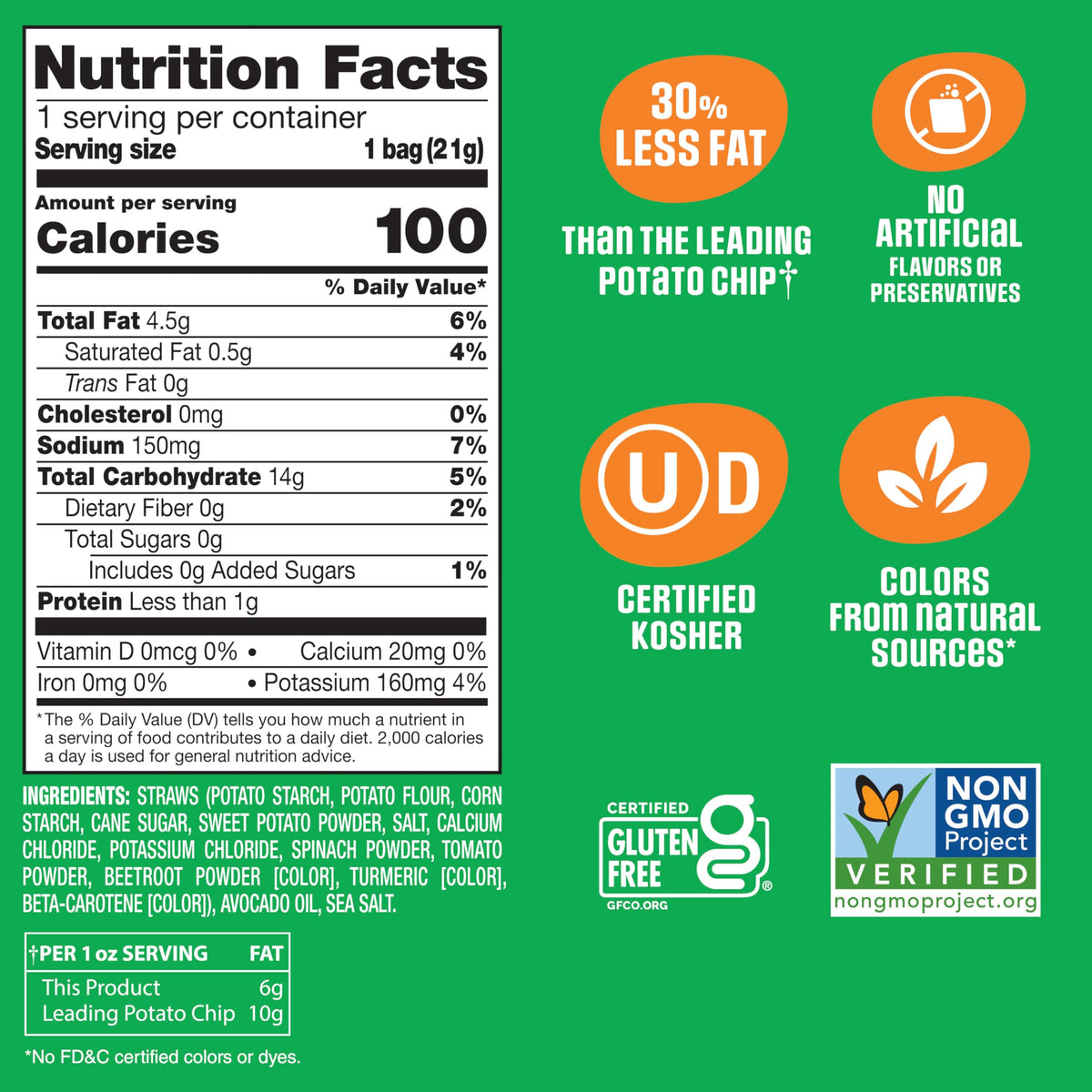 Sensible Portions Garden Veggie Straws kosher-certified pack for inclusive snacking