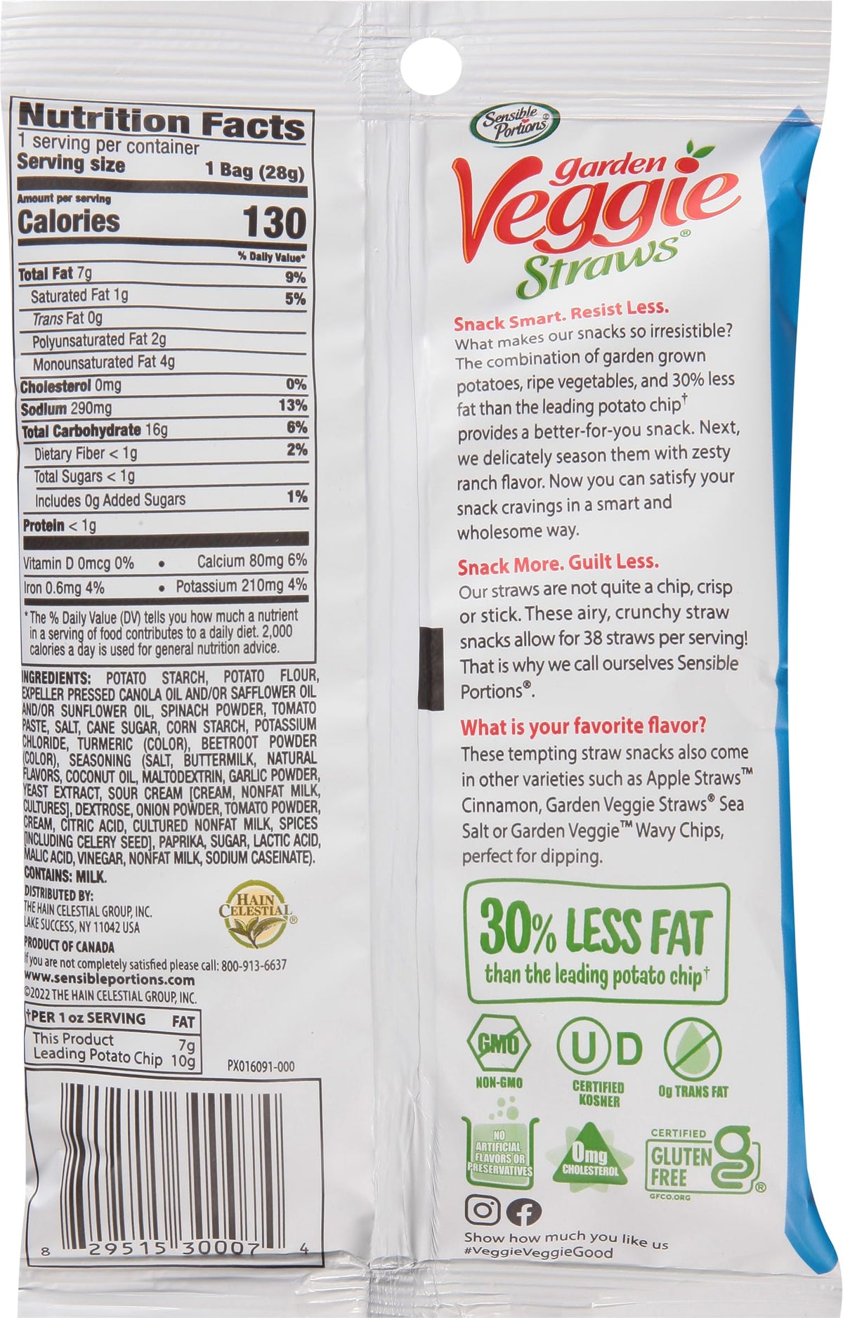 Sensible Portions Veggie Straws Airy Texture: light, crunchy texture for quick bites