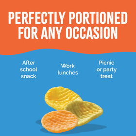 Sensible Portions Veggie Chip closeup showing non-GMO ingredients label.