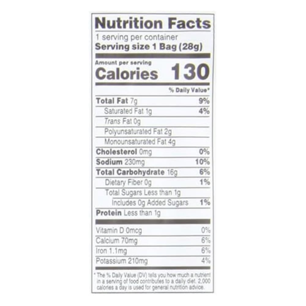 Sensible Portions Garden Veggie Chips closeup noting zero trans fat and zero cholesterol.