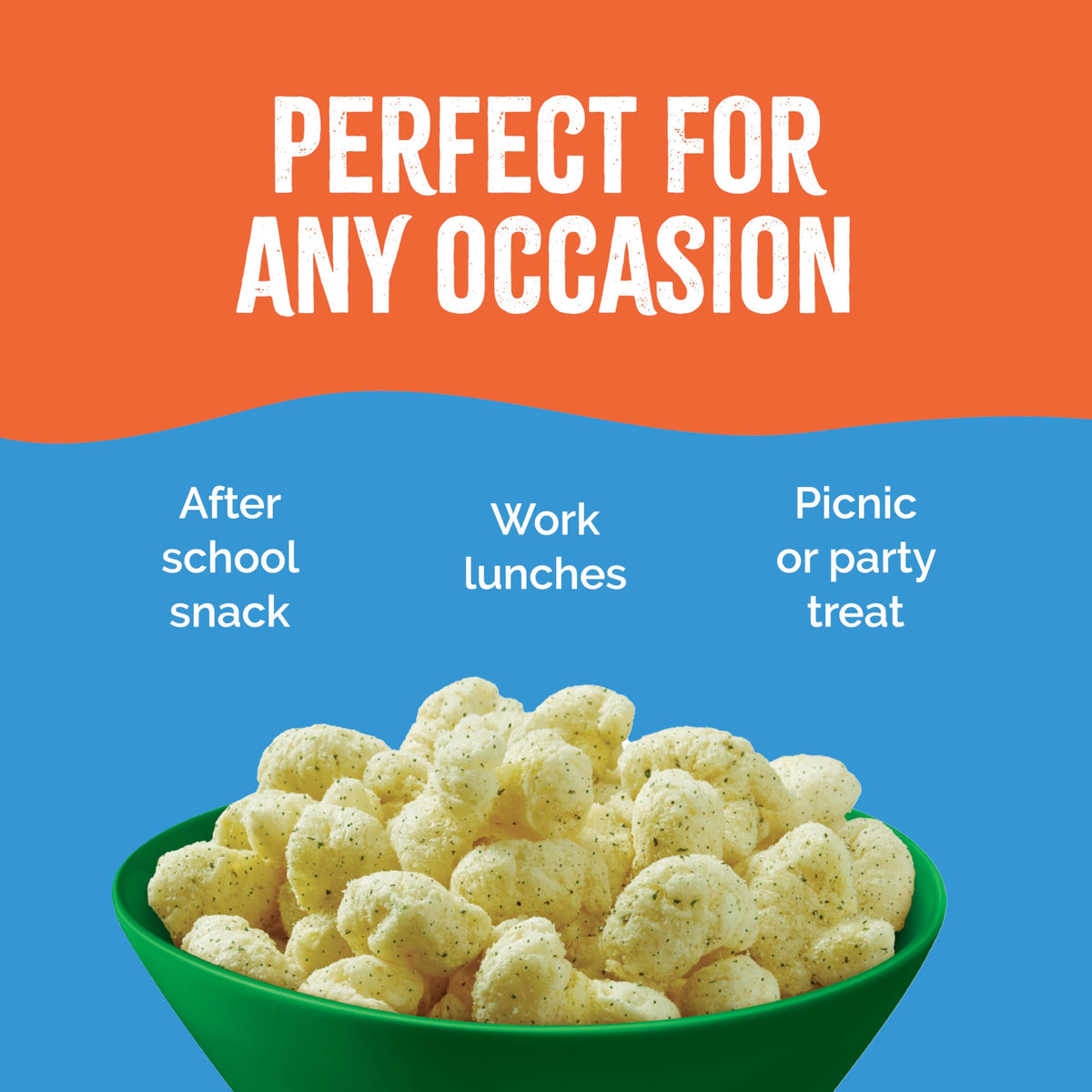 Family enjoys Veggie Puffs together at a picnic, illustrating a shareable snack option.