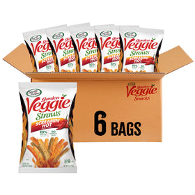 Sensible Portions Veggie Straws Screamin' Hot bag on display for family snacking