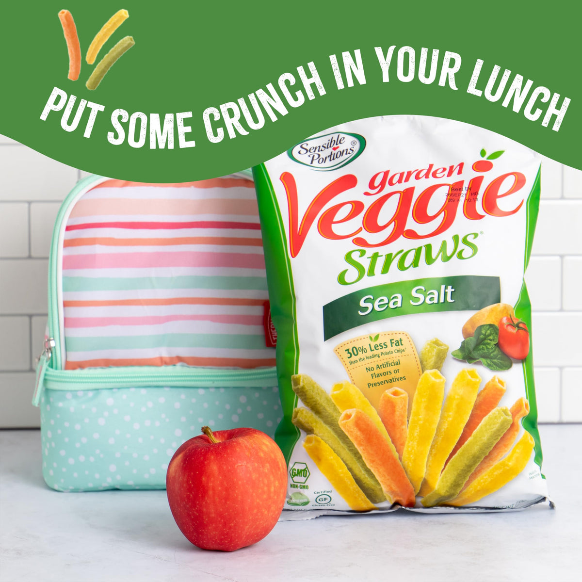 Veggie Straws paired with cheese or fruit, delivering a crunchy, satisfying bite.