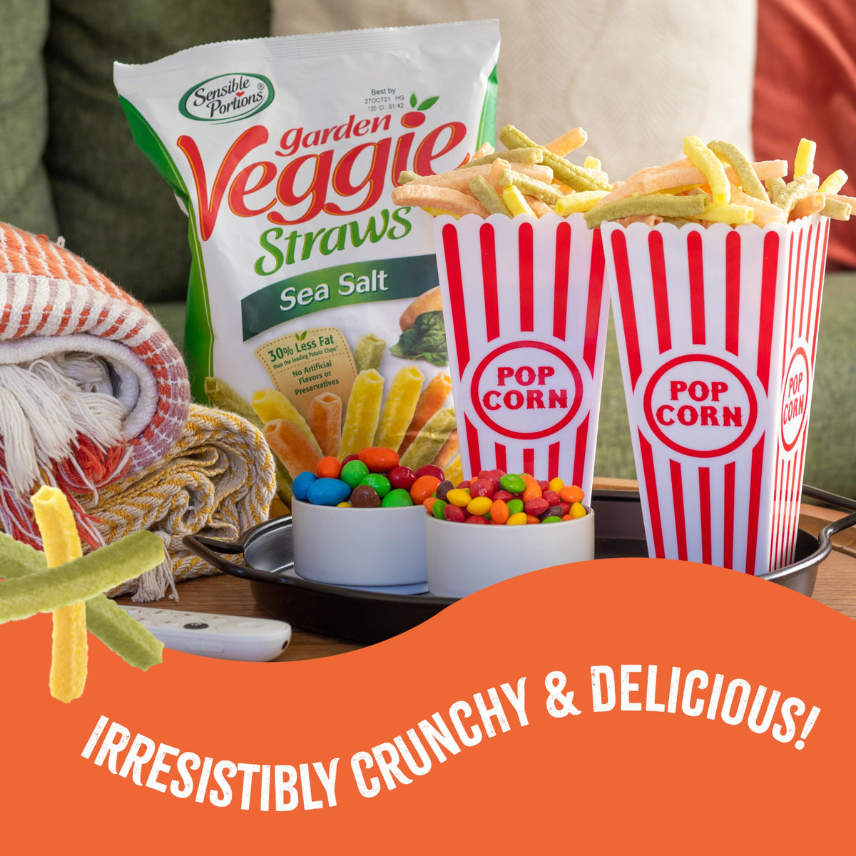 Kids' lunchbox with Veggie Straws sea salt, shareable seven-ounce bag option.