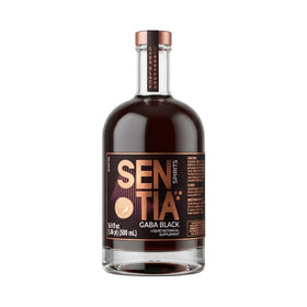 Sentia Gaba Black bottle front with smoky botanicals for refined non-alcoholic sipping.