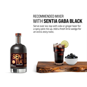 Sentia Gaba Black mocktail setup with ginger ale emphasizes versatile social drinks.