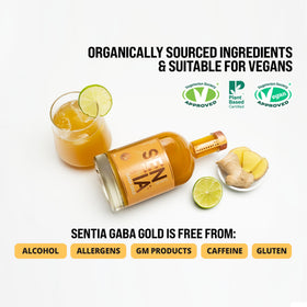 Pouring Sentia Gaba Gold hints at a balanced mocktail base without alcohol.