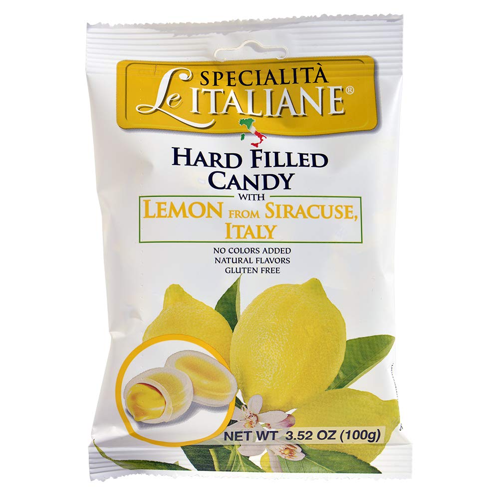 Serra lemon-filled hard candy delivers natural Siracusa lemon flavor for a refreshing treat.