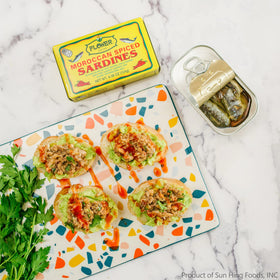 Flower Spiced Sardines served on crackers for a quick keto-friendly meal