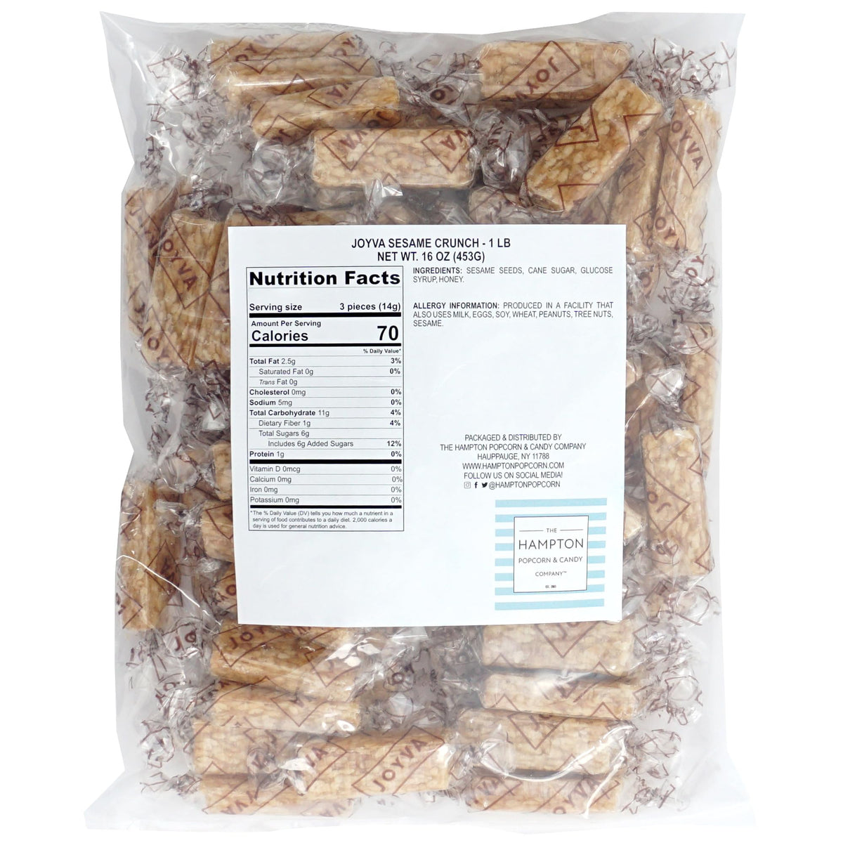 Sesame Crunch Bars individually wrapped for freshness and on-the-go snacking.
