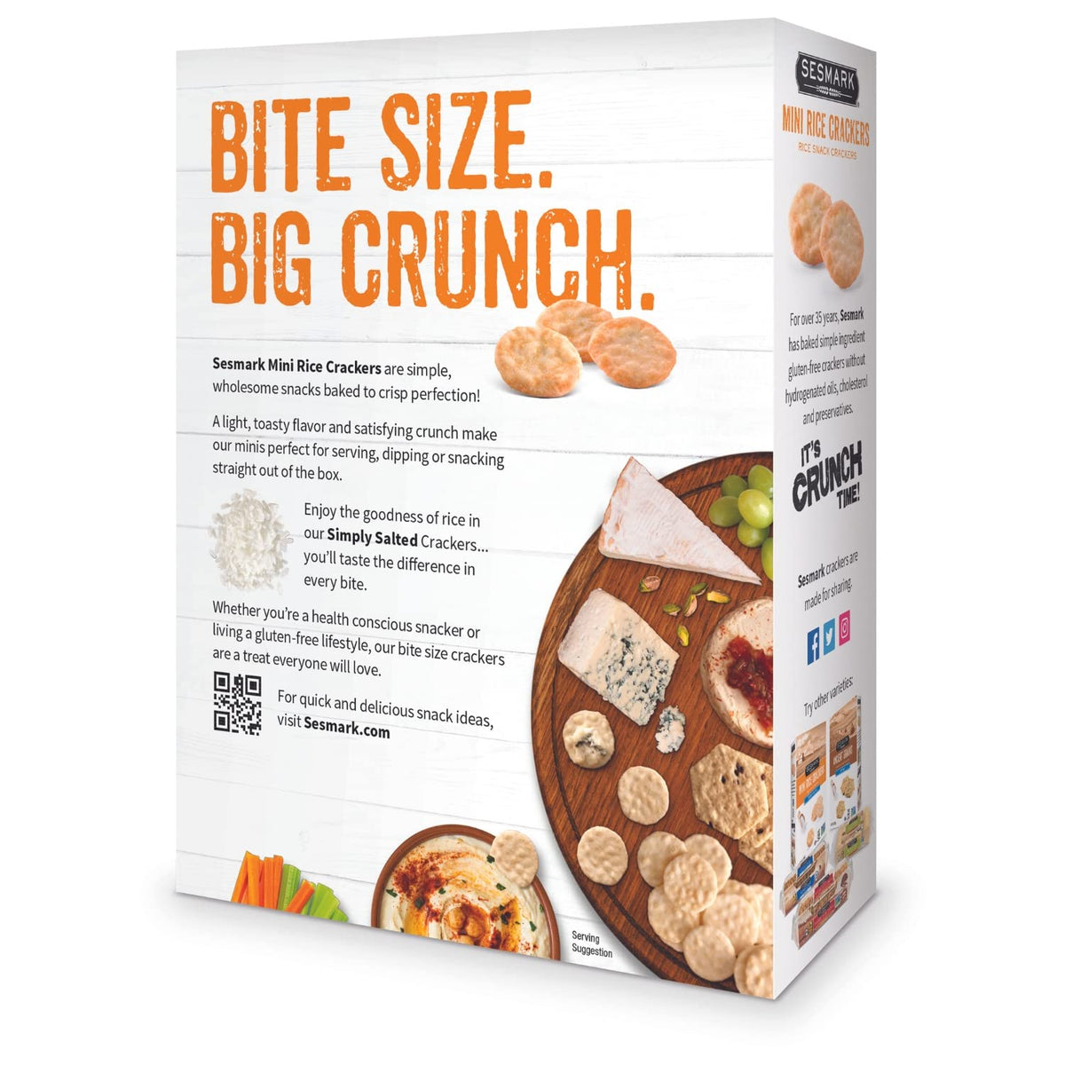 Sesmark Mini Rice Crackers Simply Salted closeup reveals crisp texture for on-the-go snacking