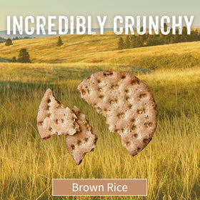 Sesmark Non-GMO Project Verified label on brown rice thins package.